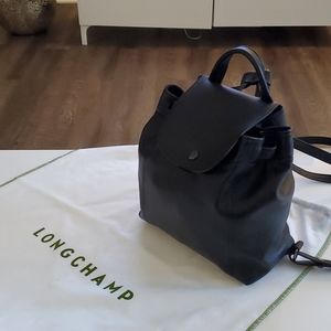 Longchamp le pliage cuir black backpack